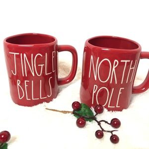 RARE Dunn Red “Jingle Bells” & “North Pole” mugs